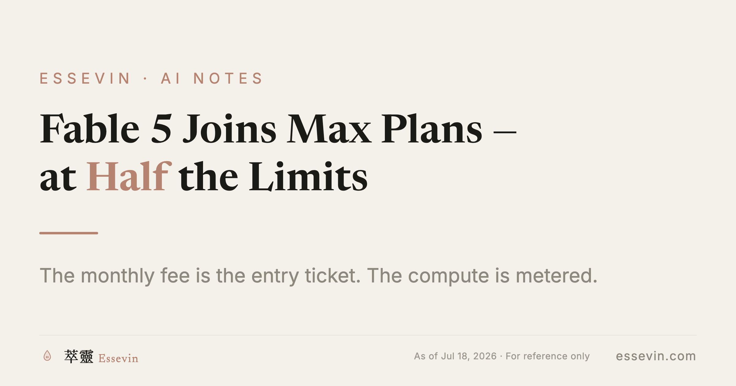 Fable 5 Joins Max Plans at Half the Limits: Top-Tier AI Pricing Is Shifting to Pay-As-You-Go