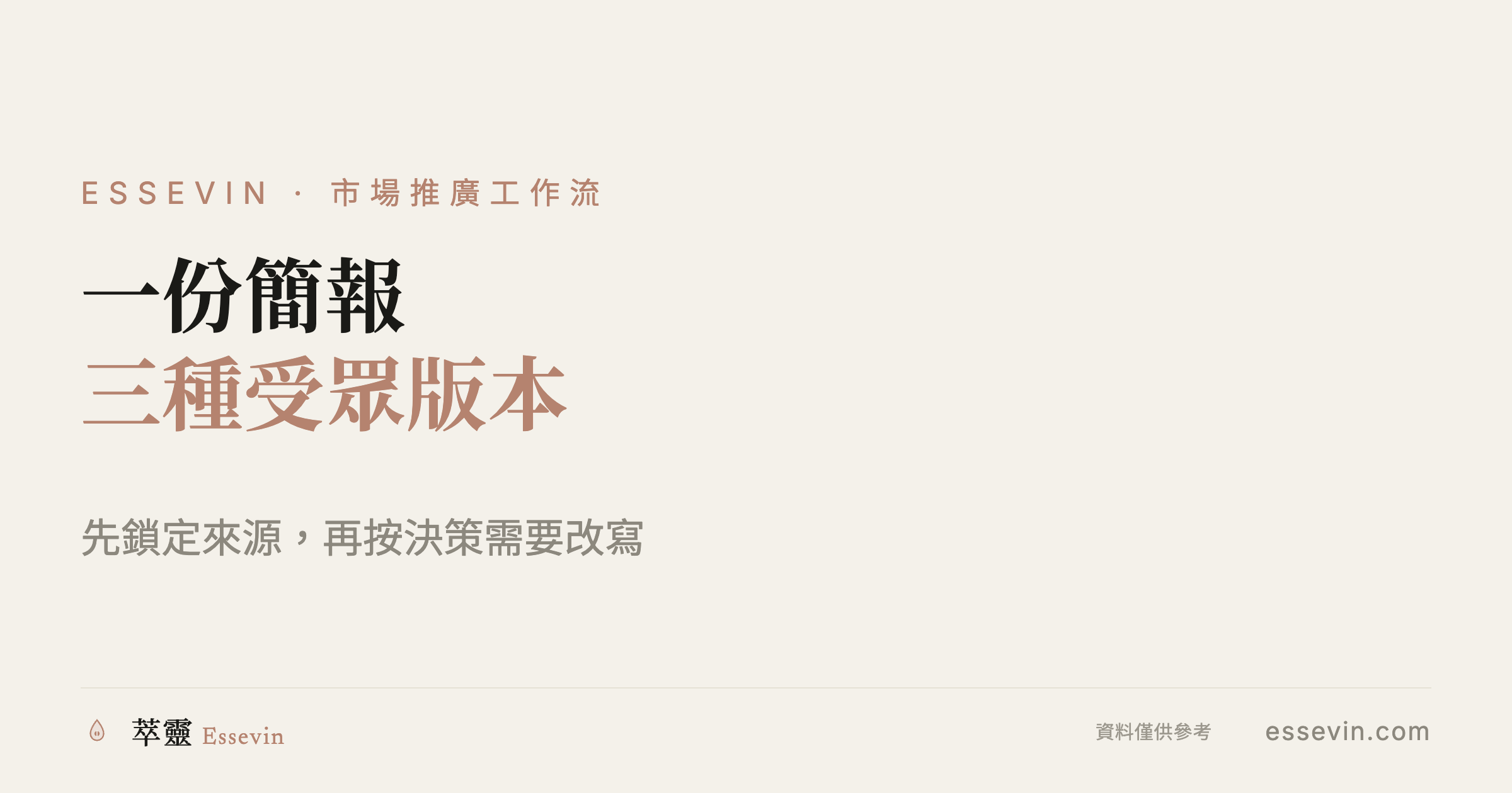 一份簡報，三種受眾版本：AI 改寫前先做好這張 Message Brief