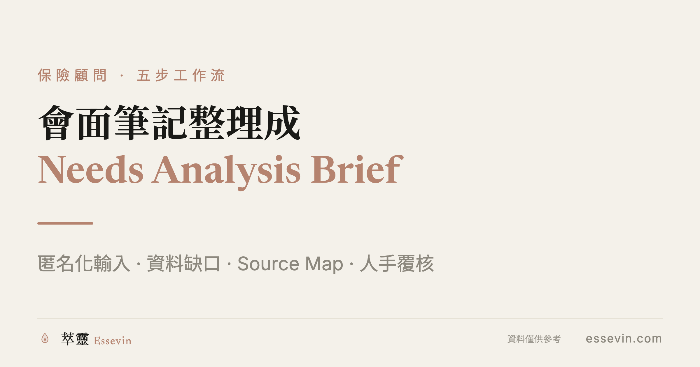 保险顾问会面前：把匿名笔记整理成 Needs Analysis Brief 的五步工作流